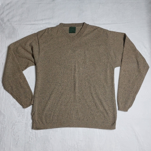 CYPRESS GROVE KNITWEAR MEN'S TAN V-NECK PULLOVER SWEATER SIZE LARGE. - Picture 1 of 6